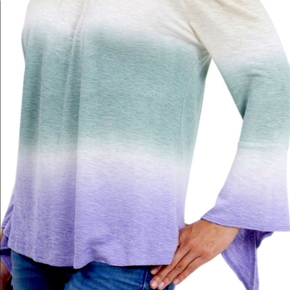 Off The Sholder Top with Slit Long Sleeve Multicolor Size Medium - Picture 4 of 9